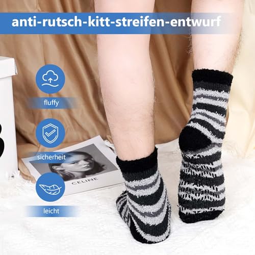 LOFIR Kuschelsocken Warme Socken für Herren: Winter Dicke Flauschige Thermosocken mit Noppen für Männer - ABS Wintersocken Stoppersocken Haussocken für Weihnachten Geschenke 5 Paar Mehrfarbig 43-46 thumbnail 2