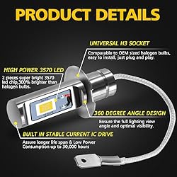 AUXLIGHT H3 LED Fog Light DRL Bulbs, 3000 Lumens