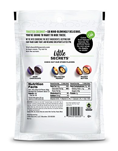 Little Secrets All Natural Fair Trade Gourmet Chocolate Candy - Dark Chocolate Toasted Coconut (5 oz, 4 Count) - The World's Most Unbelievably Delicious Chocolate Candies