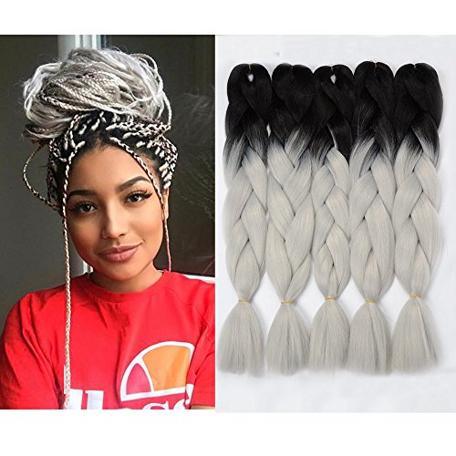 VCKOVCKO Ombre Braiding Hair Kanekalon Jumbo Braid Two Tone Ombre Color Hair Extension For Braiding Kanekalon Jumbo Box Braiding Hair 24