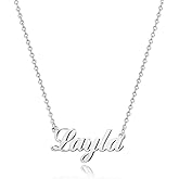 Hidepoo Layla Necklace - 18K Gold Plated Name Necklace for Women Jewelry, Silver Name Necklaces