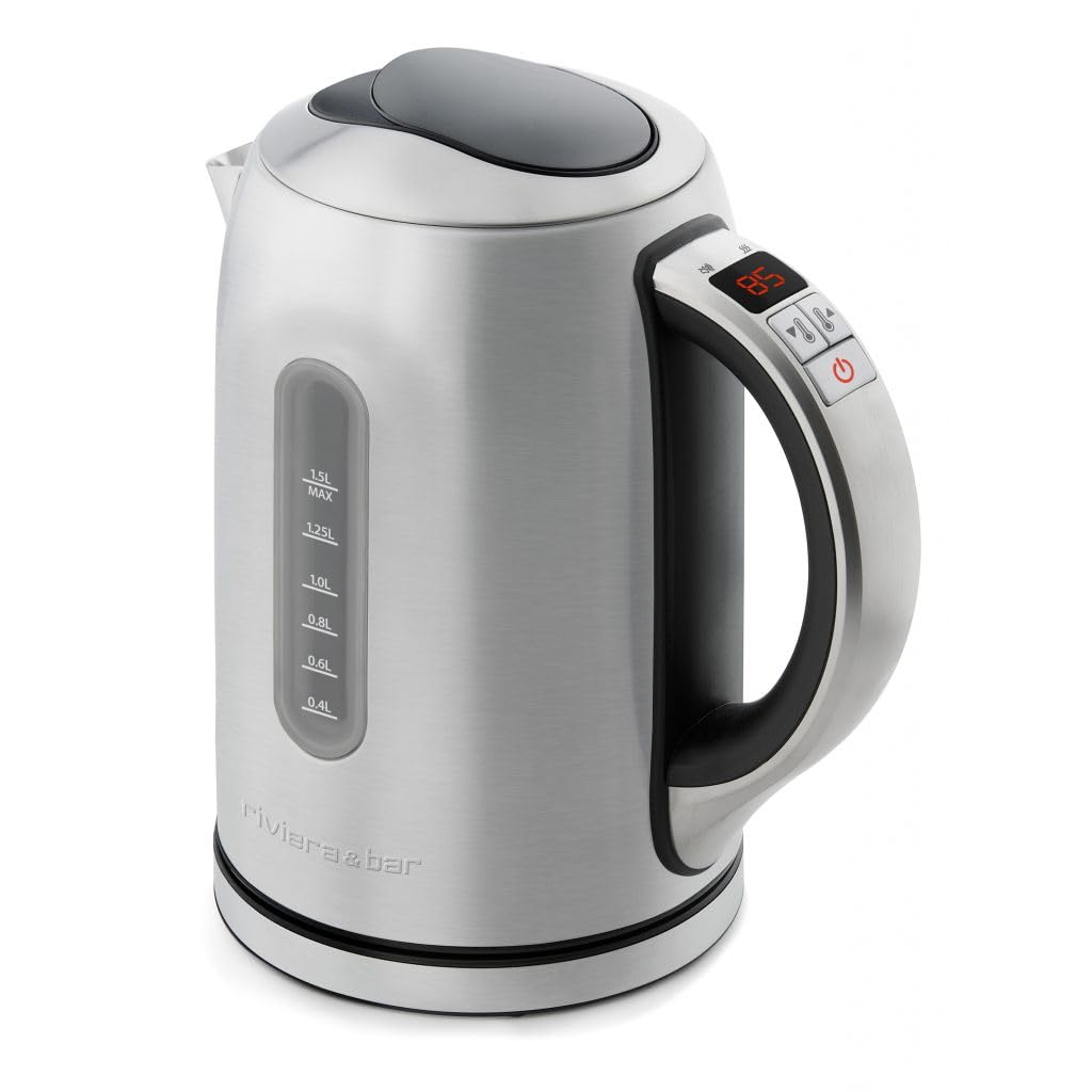 riviera&bar Wasserkocher aus Edelstahl 1,5L - Schneller Wasserkocher 2200W, Einstellbare Temperatur 50-100°C - LCD-Display, Warmhaltefunktion, Überhitzungsschutz - Rostfreier Stahl 3