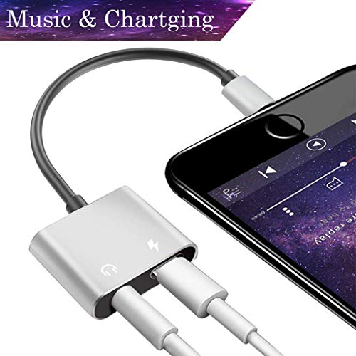 Headphone Adapter for iPhone Charger 3.5mm Jack Adapter for iPhone 8 / XR/X Earphones Adapter Jack Splitter Dual in 1 Music Charger Cables Charge & Aux Audio