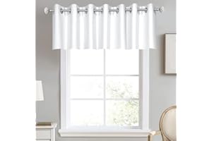 DECOVSUN Solid White Grommet Window Valance - 100X18 Inches, Blackout Curtain for Kitchen, Living Room, Bedroom & Kids Room - 1 Panel