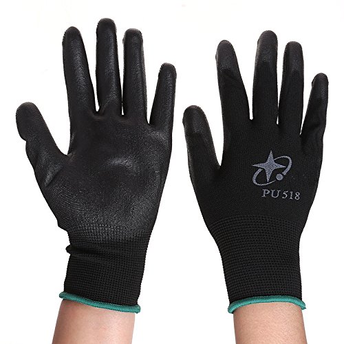 Pack of 10 Pairs Large Polyurethane Palm Coated for Work and Handling