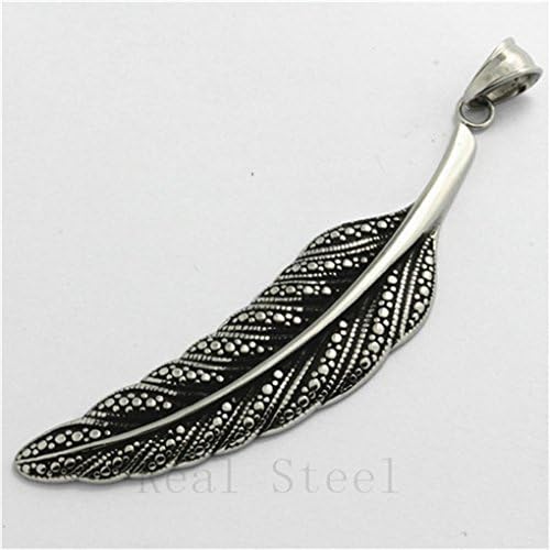 Us-DeSiGn : Simple Design Feather Pendant 316L Stainless Steel Cool Goose Feather Pen Silver Pendant