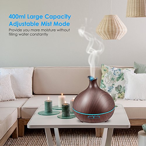 URPOWER 400ml Essential Oil Diffuser Wood Grain Diffuser with Auto ShutOff, Aromatherapy Oil