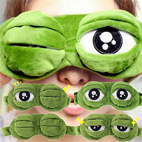 Cartoon Sleep Mask,3D Frog Eye Mask Travel Sleep Soft Padded Shade Cover Rest Relax Blindfold for Children and Adults