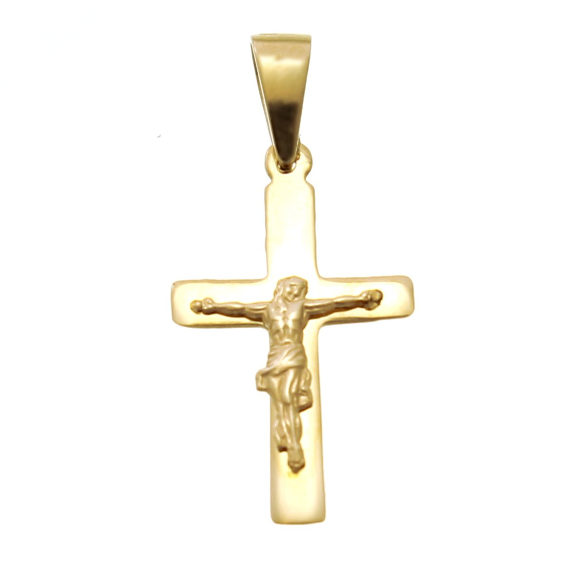 Alexander Castle Solid 9ct Gold Crucifix Necklace Pendant for Women - Cross Charm with Jewellery Gift Box - PENDANT ONLY - 28mm x 14mm