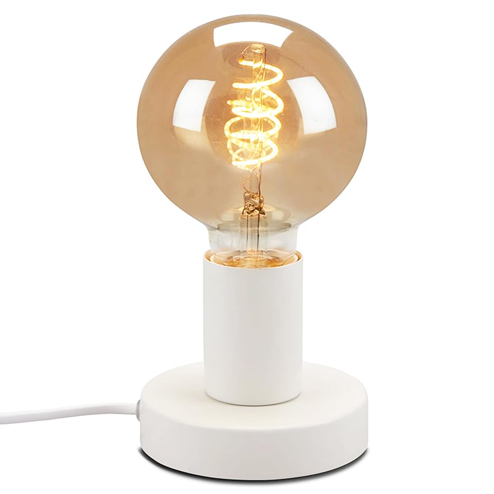 Photo 1 of DBKMPZ Industrial Table Lamp Base, E26 E27 Lamp Base Without Shade, Mini Short Desk Lamp Exposed Bulb Base, Simple Metal Edison Light Bulb Stand?White?