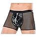 Men's Sexy Mesh Sheer Breathable Boxer Briefs Comfy Underwear Faux Leather Zipper Bulge Pouch Wetlook Low Rise Cool Swim Thongs Shorts Panties Transparent Lingerie Bikini Trunks Underpants Swimwear