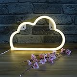 DELICORE Decorative LED Cloud Shaped Neon Night Light With Warm White Lamp-Neon Night Light Operated By Battery/USB for Children's room Party Christmas Wedding Decoration
