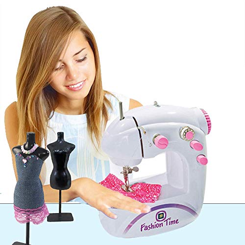 AMAV Fashion Time The Little Seamstress Denim Creations Craft Educational Sewing Kit - DIY Make Your Own Fashion, Sewing Machine Set for Girls