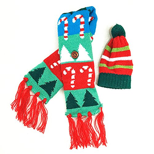 Christmas Wine Bottle Cover, Christmas Scarf Wine Bottle Ugly Sweater Covers with Beanie for Xmas Decoration Party by DomeXmas
