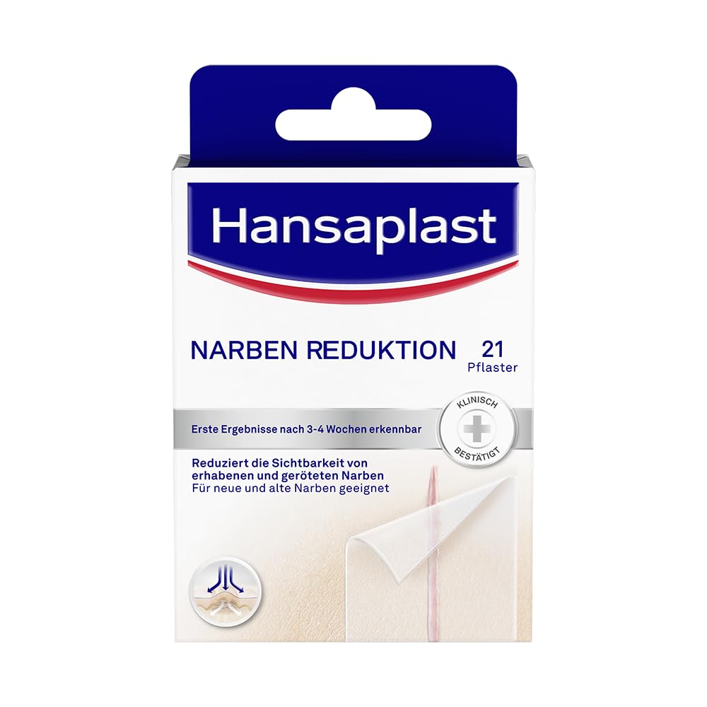 Hansaplast Scar Plasters (21 Pieces Each 3.8 cm x 6.8 cm) - Reduce Scar Visibility, Flatter & Softer