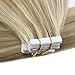 Moresoo 20 Inch Two-tone Colored Tape in Hair Bleach Blonde(Color 613) Highlighted with Honey Blonde 100 Remy Human Hair Seamless Hair Extensions Glue on Hair Extensions 50g/20pcs