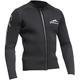 SBART 1.5mm Wetsuit Top Men UPF 50+ Front Zip Neoprene Jacket | 1.5mm neoprene for warm water. Flatlock seams. Full shoulder motion. Ideal for snorkeling, surfing, spearfishing.