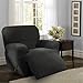 Maytex Pixel Ultra Soft Stretch 4 Piece Recliner Arm Furniture Cover Side Pocket, Charcoal Grey Chair Slipcover, Model:4300319