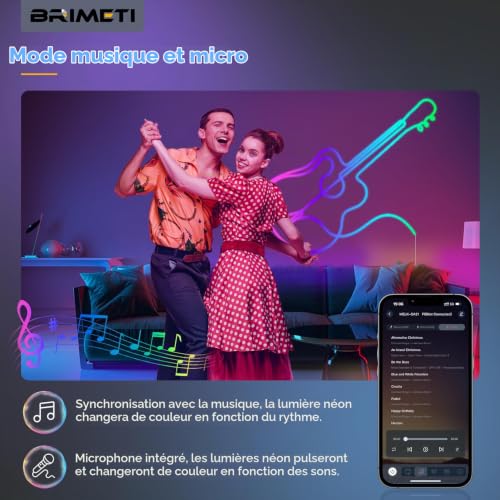 BRIMETI 15 m RGB Neon LED Strip Multi-Coloured App Control 220 V Flexible Waterproof Cuttable Music Sync LED Strip Light for Indoor Outdoor Use
