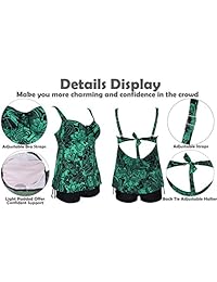 ANTSANG Trajes de baño para dama, talla grande, traje de baño de dos piezas, tankini con estampado floral
