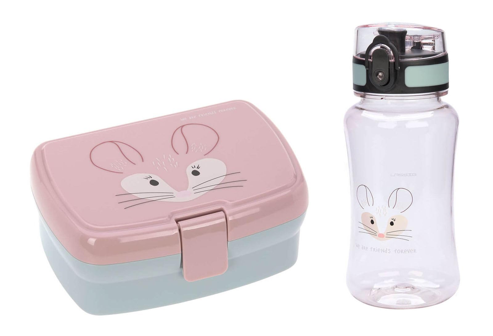 LÄSSIG Lunch Set with Lunchbox and Drinking Bottle About Friends Chinchilla