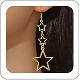 LKingel Gold/Silver Star Earrings for Women Sparkle Star Dangle Earring Moon and Stars Stud Earring Stars Jewelry Gift Halloween Dress Accessories for Women