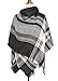 Zando Womens Winter Scarf Plaid Blanket Thick Winter Scarf Tartan Chunky Wrap Oversized Shawl Cape White Black Scarf