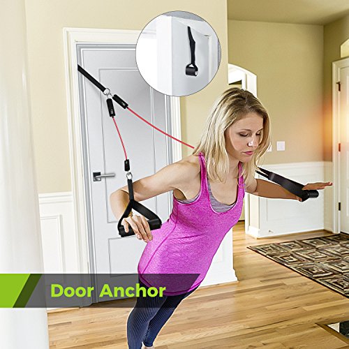 Whatafit 11pc Exercise Bands, Resistance Band Set Workout Bands Carry Bag, Door Anchor, Handles