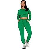 Charyeah Women's Sweatsuit 2 Piece Lounge Matching Outfits Long Sleeve Crop Top with High Waist Sweatpants