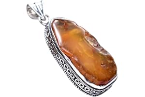 BEADS PLANET JAIPUR Mookaite Jasper Silver Plated Ethnic Handmade Pendant Jewelry 2.5" P 5538 P 5538