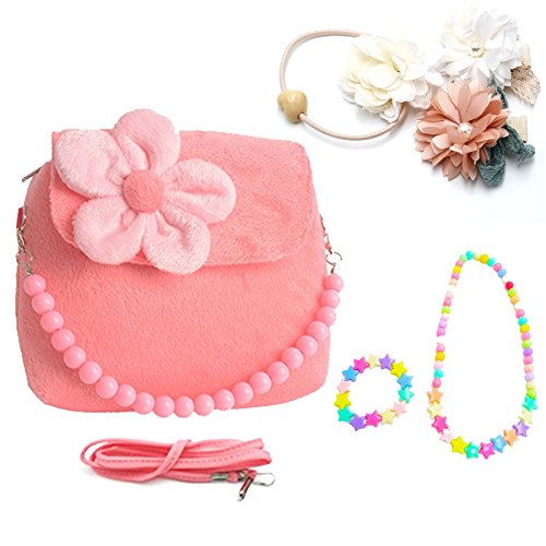 Little girls kids plush flower first purse mini handbag…