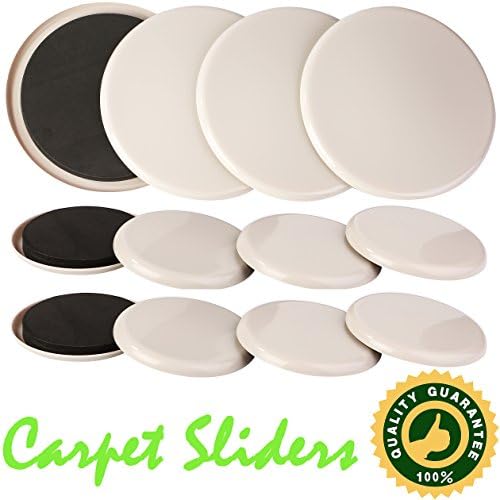 12 Pack PREMIUM Reusable Furniture Movers for Carpet, 4 PACK 7 In. Heavy Furniture Sliders &amp; 8 PACK 3.5 In. Furniture Mover - Heavy Furniture Slider,Moving Pads for Carpet ,Moving Furniture-By EZHOUSE