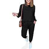 Tankaneo Womens 2 Piece Outfits Lounge Sets Casual Long Sleeve Crewneck Pullover Sweatshirt Jogger Sweatpants Tracksuit Set