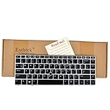 Eathtek Replacement Backlit Keyboard with Silver Frame and Mouse Pointer for HP Elitebook folio 9470m series Black US Layout, Compatible part numbers 697685-001 702843-001 697685-B31 702843-B31 6037B0080302 6037B0080102 6037B0080101 SG-57401-XUA 831-00134-05A 831-00134-01A SN9118BL V135426AS2