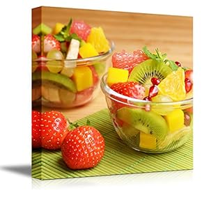 Colorful Healthy Fruit Salad in The Glass Bowls Wall Decor