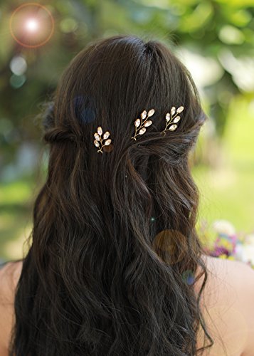 Missgrace women rhinestone hair piece gold leaf hairpieces weddin…