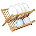 Artmeer Collapsible Bamboo Dish Rack, Holding Plate Holder, Cup Drying Strainer