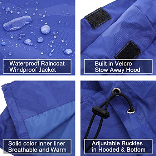 FISOUL Women's Lightweight Jacket Packable Running Windbreaker Active Outdoor Hooded Waterproof Raincoat S-XXL(Blue,X-Large)
