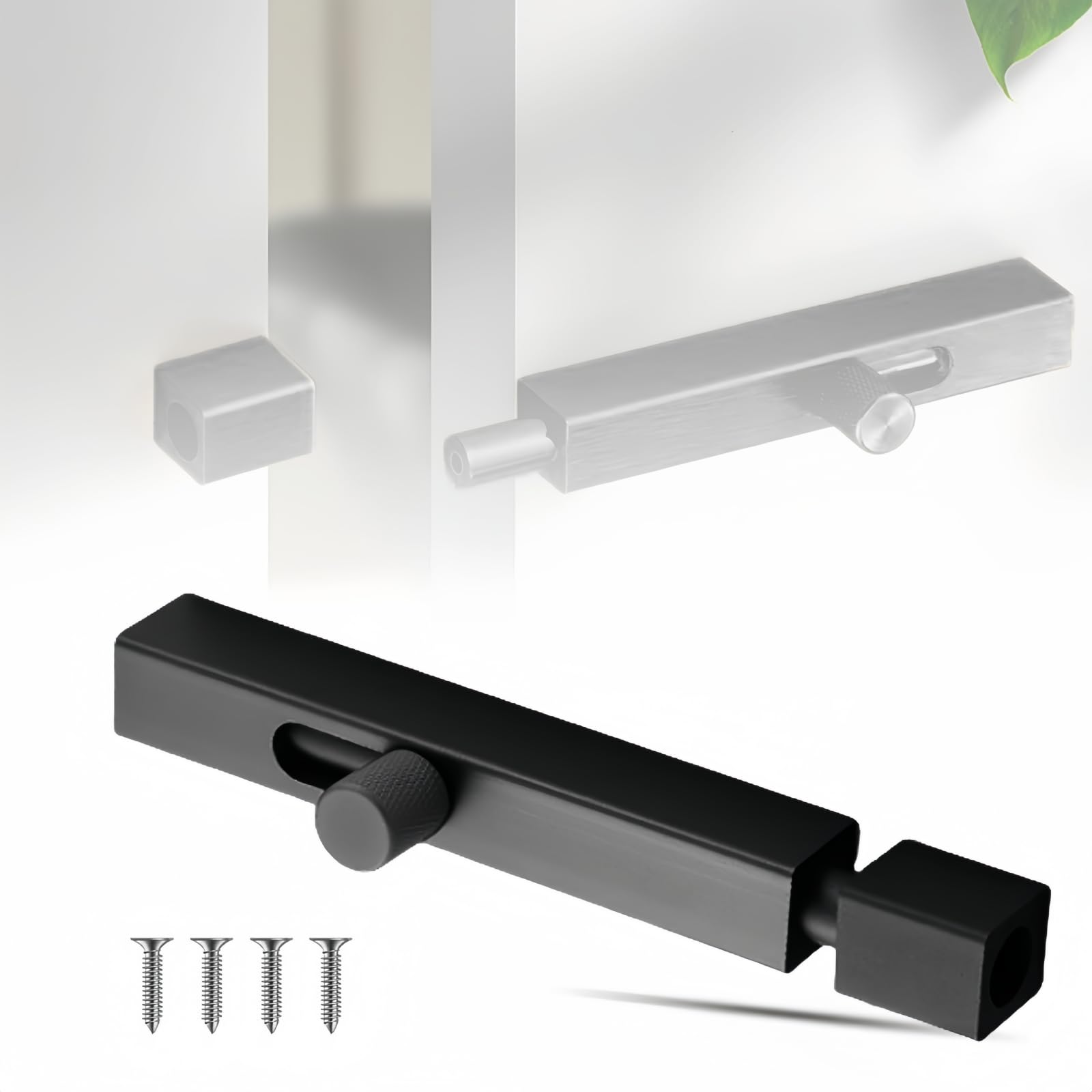 Door Lock Black Bolts Heavy Duty Door and Gate Bolt Locks Slide Barrel Door Bolt Security Lock Latch with Screws for Internal Door Shed Bathroom Toilet Shed (Black, 4inch)