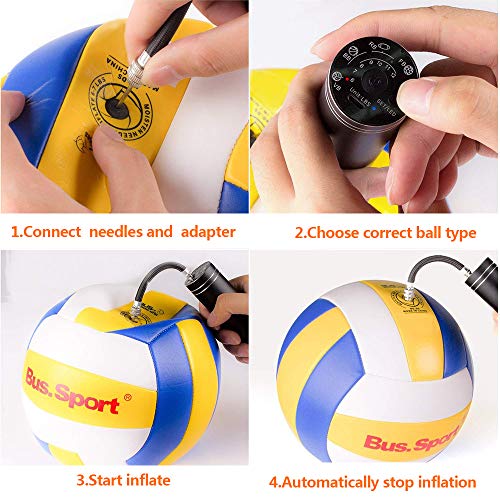 Automatic Electric Ball Pump, Air Pump with Needle and Nozzle for Balls, Basketball, Soccer, Volleyball, Football, Rugby, Inflatables and More, Built-in Digital Pressure Gauge