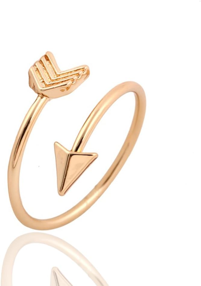 Silver and Rose Gold Open Adjustable Love Arrow Ring for Girls