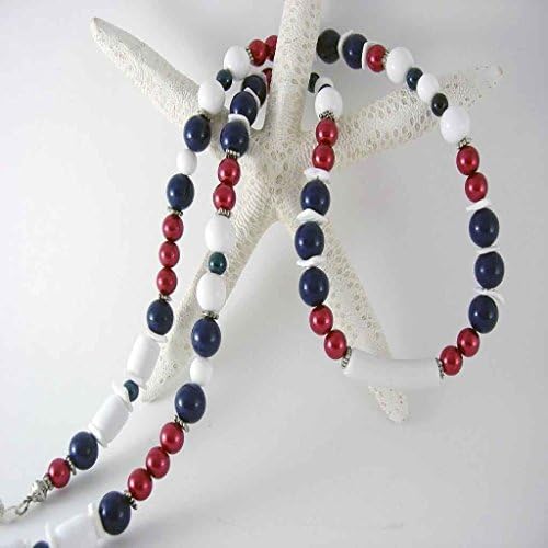 Red, White, and Blue Handmade Eyeglass Chain, Lanyard, Sunglasses Eyewear Accessories, Office Products, Handmade Apparel Accessories