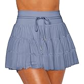 RSBFK Women's High Waisted Ruffled Tennis Skirt Pleated Mesh Layered Tulle Flowy Skirt