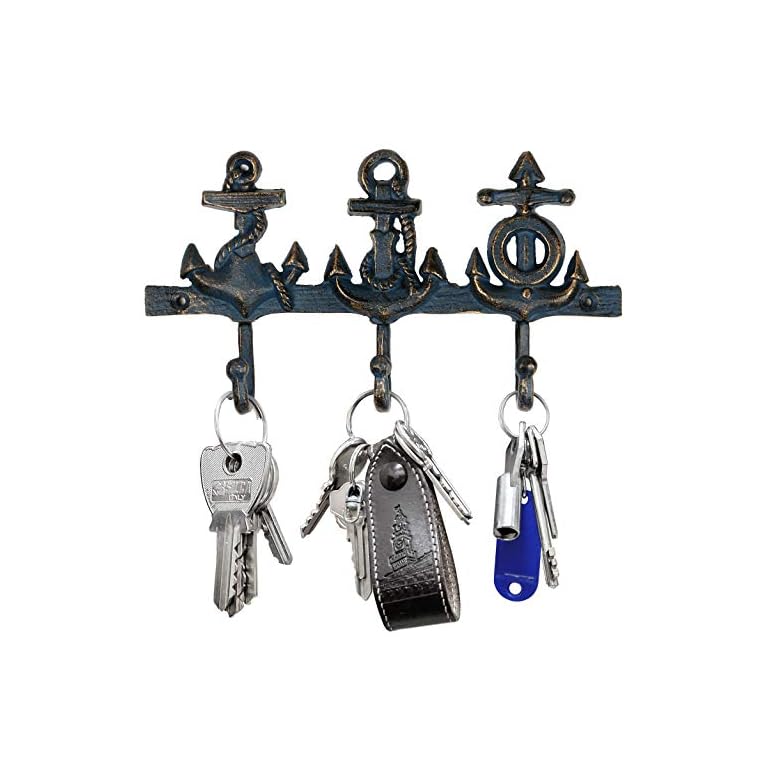 Nautical Wall Decor Key Holder Keys Hanger Beach Coastal Anchor Theme