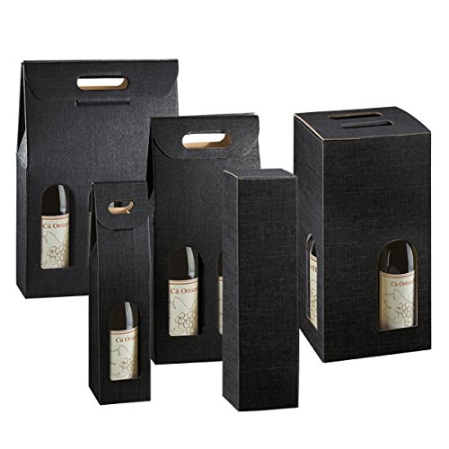 Propac z-botnm Bottle Box with Handle Elegance Black, 9 x 9 x 38.5 cm, Pack of 20