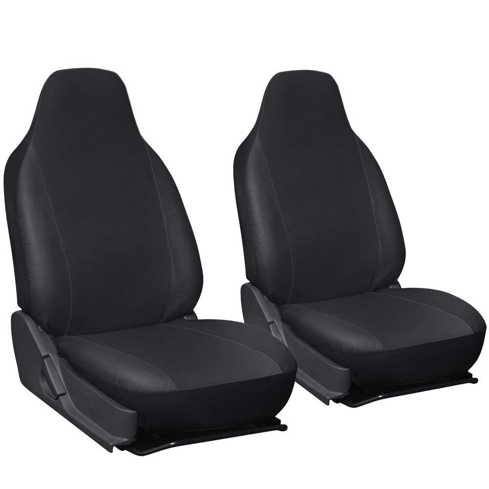 Carseatcover-UK® Universal Front Pair of Heavy Duty Leather Look Seat Covers Protector for Car Vans 4x4 MPVs SUVs