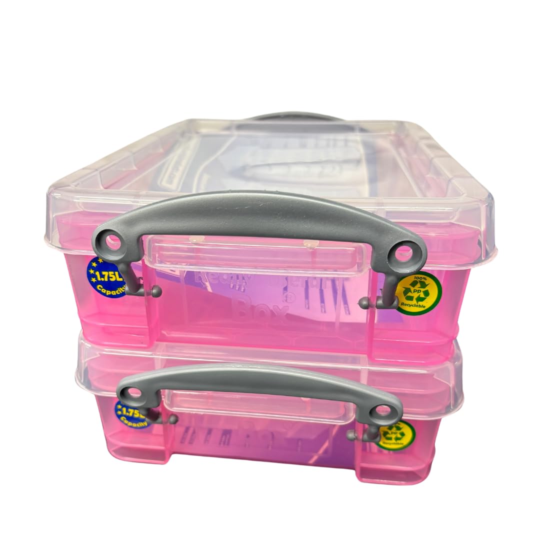 Really Useful Box Liquid Storage Containers with Lids, 1.75 Litres, Pack of 2, (Pink)