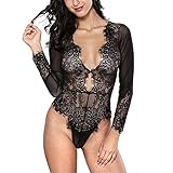 Gocheaper Women Sexy Lingerie Long Sleeve Bodysuit