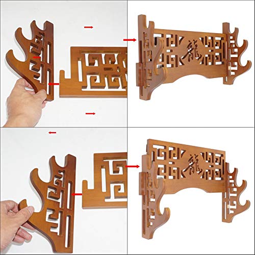 FOXSMZZ Bamboo Sword Dragon Frame Wall Mounted Samurai Sword Japanese Style Samurai Sword Display Rack Hanger 3 Layers - Thumbnail 5