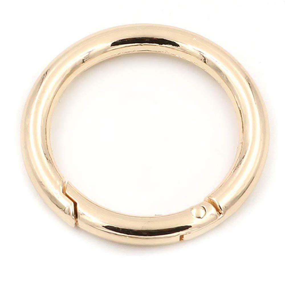 Spring O Rings, 2Pcs Spring Snap Clip Hooks, OD Φ42mm Round Carabiner Snap Clip, Clamp Clasp Keyring Buckle for Bags Purses Handbag Strap (Gold)